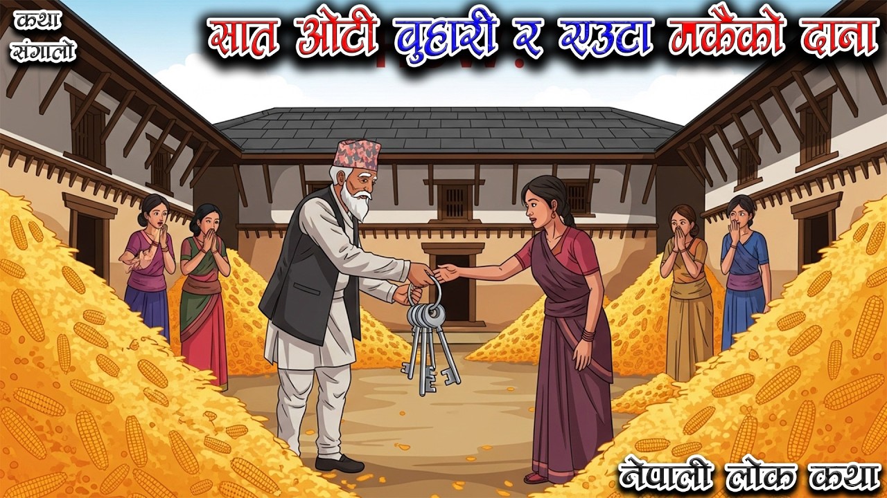 सात ओटी बुहारी र एउटा मकैको दाना | Nepali Lok Katha | नेपाली लोक कथा | Nepali Lok