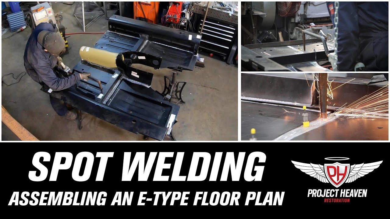 Jaguar e-type restoration | Assembling an E-type floor plan - Spot welding