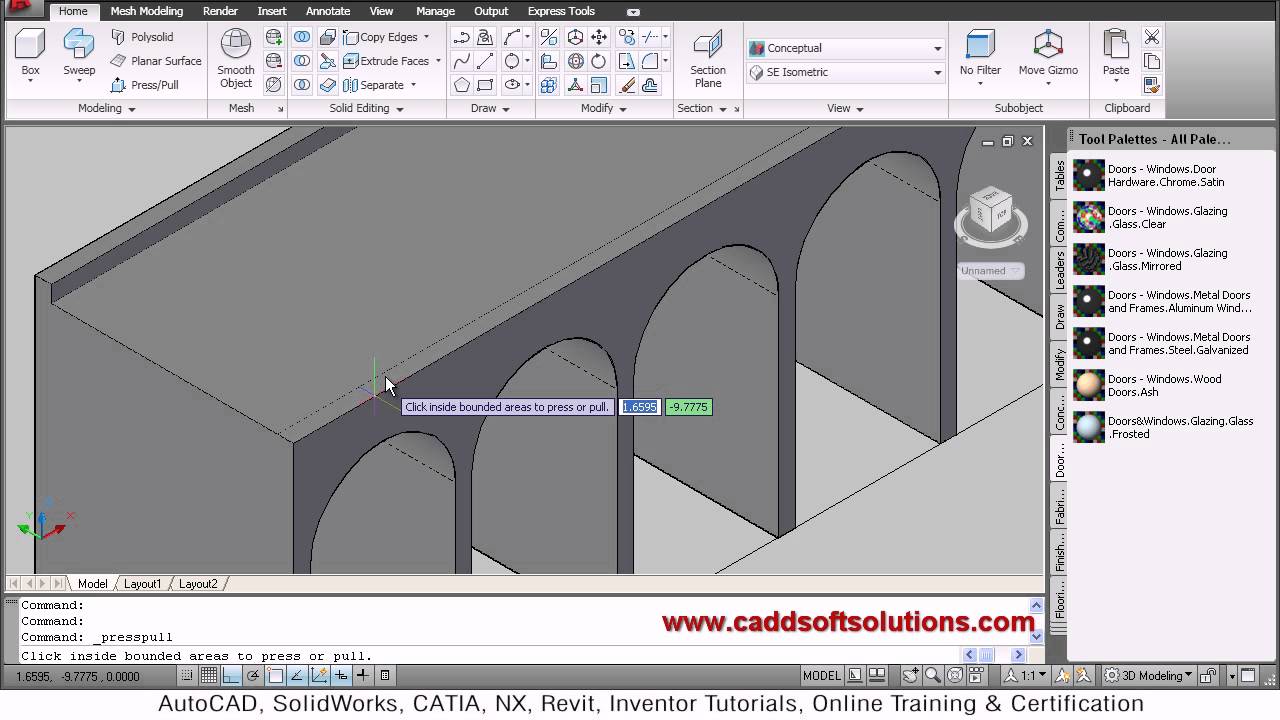 AutoCAD 3D Bridge Tutorial | AutoCAD 2010