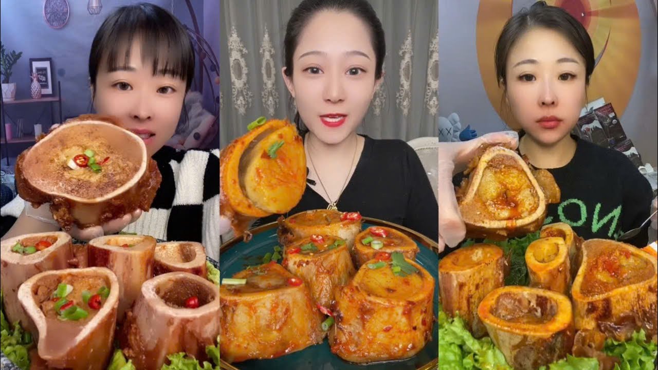 Asmr mukbang eating bone marrow - full 2 hours long - alice food #429