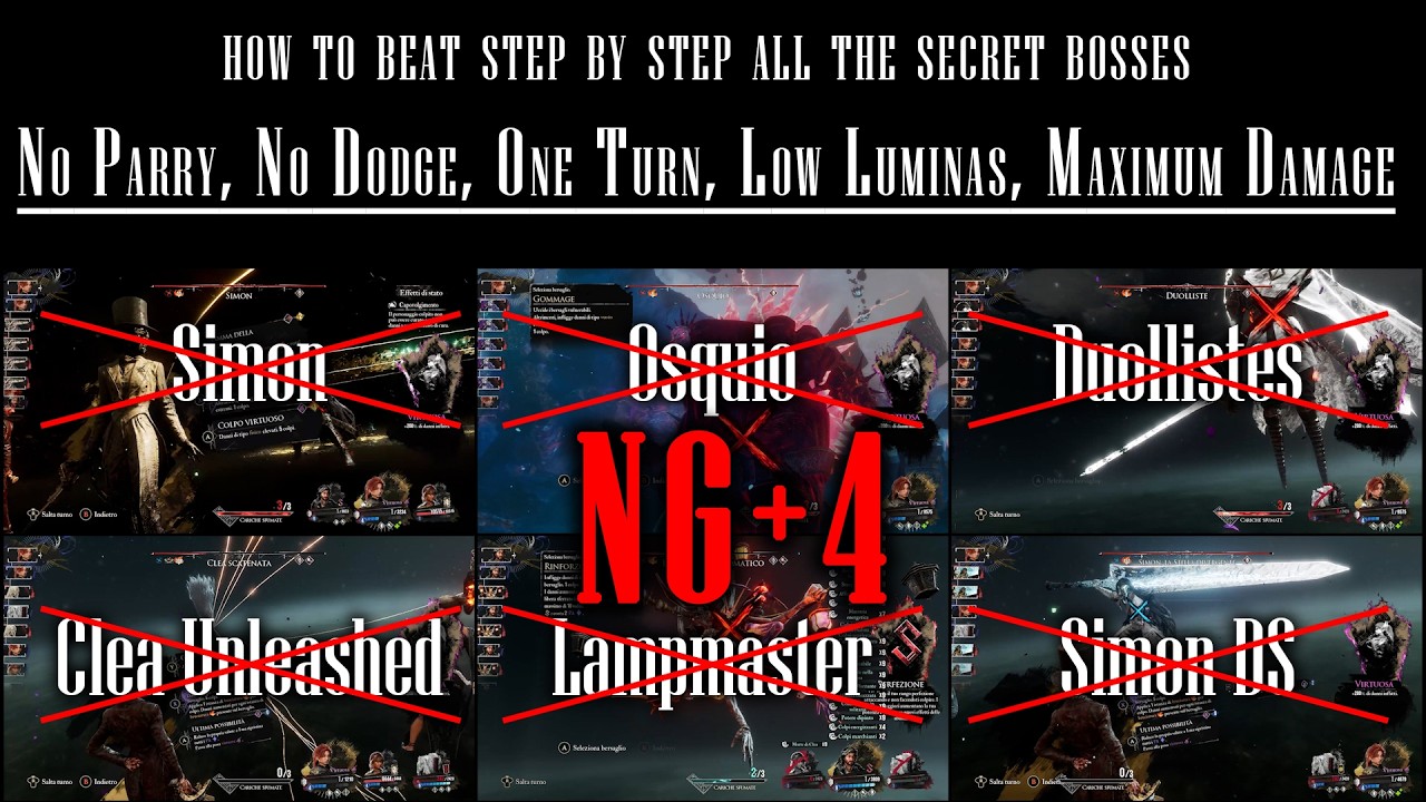 Clair Obscur Expedition 33 Defeat Secret Bosses NG4 No Parry No Dodge No Turn Low Luminas Max Damage
