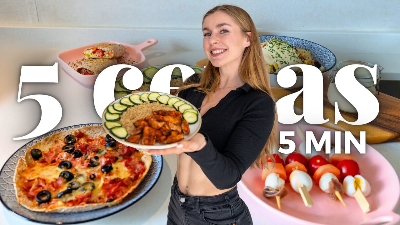 5 Cenas Altas en Proteína en 5 MIN 💪🏻 Recetas Saludables para Perder Grasa y Ganar Músculo