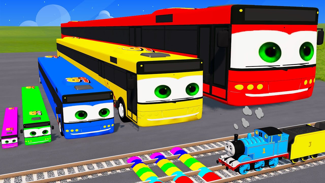 Big & Small Colors McQueen Spider with Monster Wheels VS Trains Thomas | BeamNG.drive