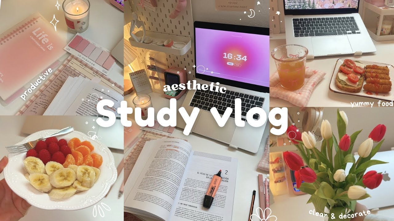 📔STUDY VLOG 🌷productive night, yummy food, grocery shopping, new tulips, notes…🎀✨