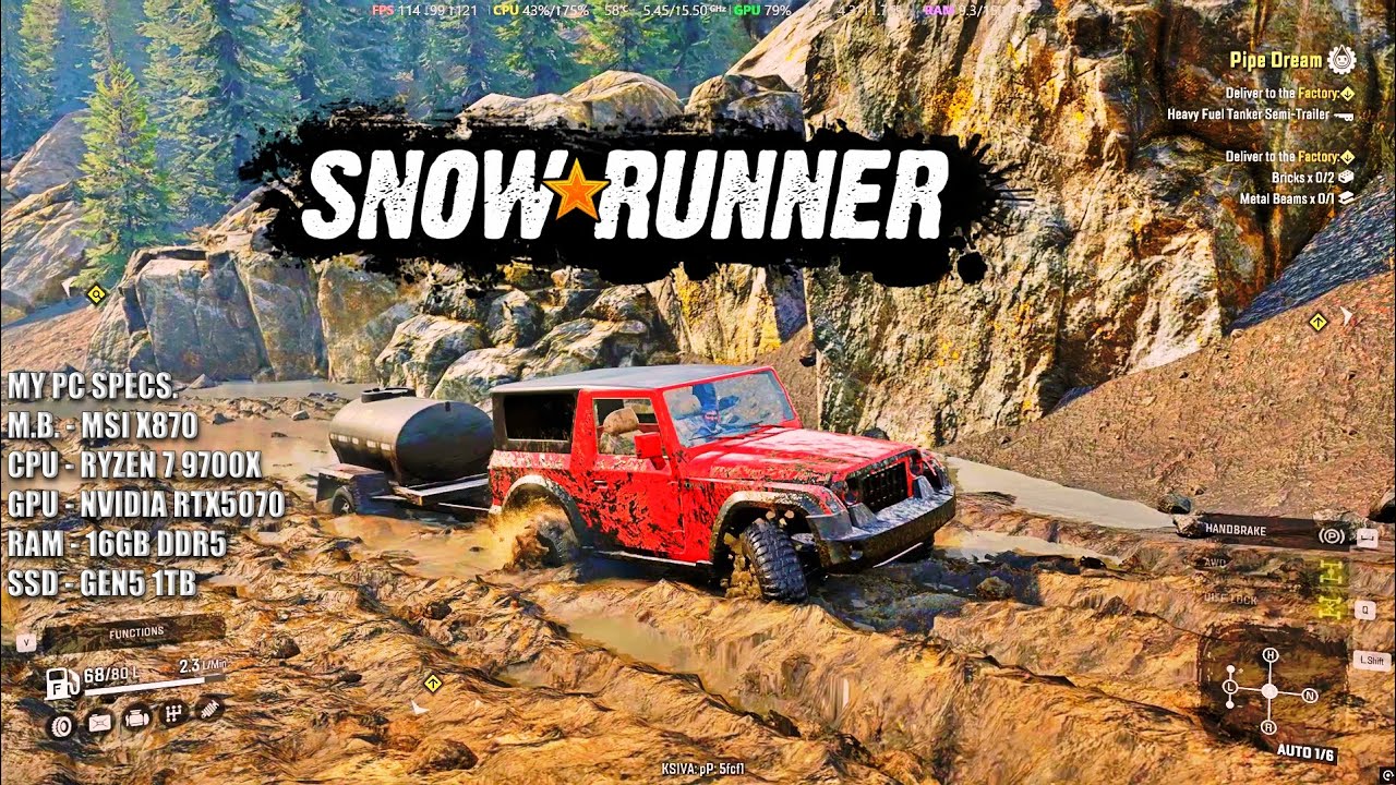 Mahindra Thar In Muddy Road ⚠️ Snowrunner Gameplay On Rtx 5070 Pc