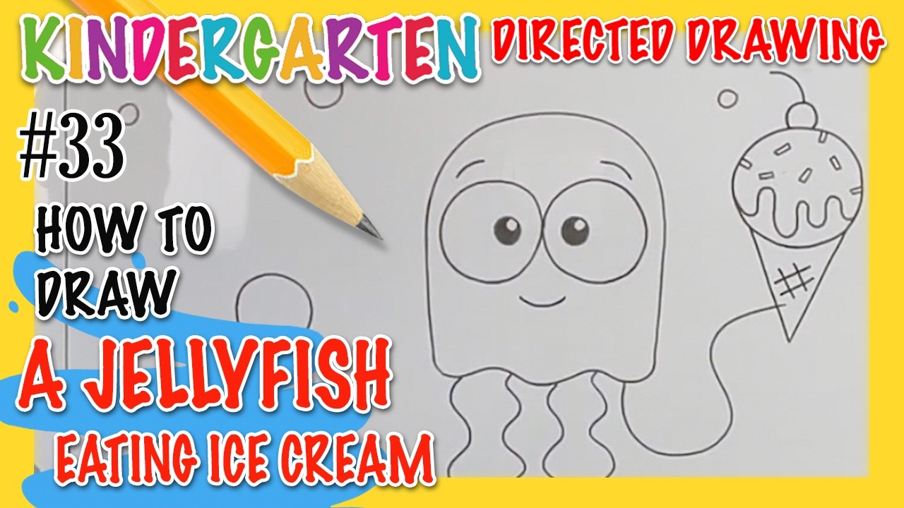 Fun Drawing & Learning for Kids! How to draw a JELLYFISH EATING ICE CREAM! Ages 4 - 6 Super Easy DIY
