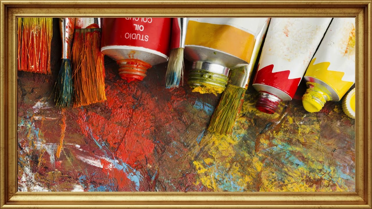 TV Frame 4K Top View Coloured Painting