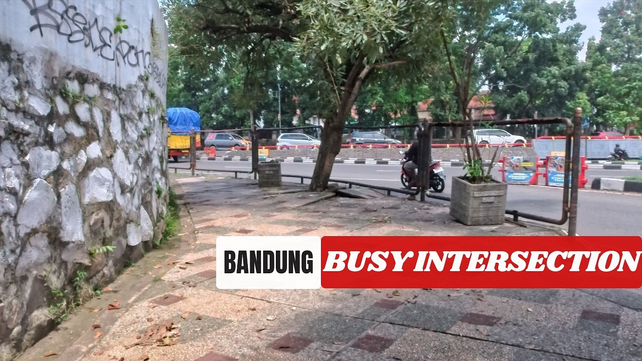 Bandung Indonesia, 4K Walking Tour: Busy Intersection Life