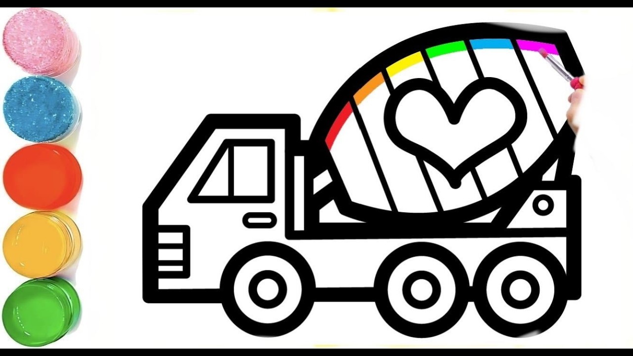 How To Draw a Concrete Truck Drawing | Truck Drawing For Kids | Rainbow Colour Truck Drawing