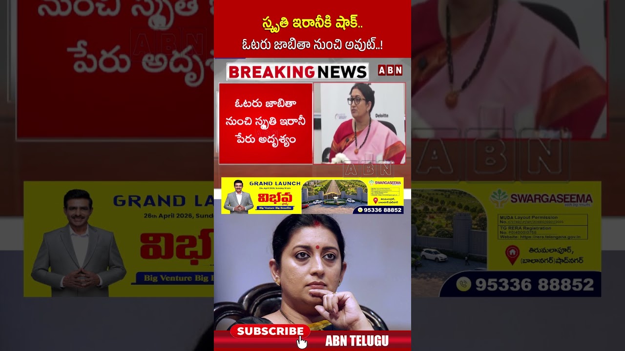 స్మృతి ఇరానీకి షాక్   ఓటరు జాబితా నుంచి అవుట్  !  #SmritiIrani #voterlist #shorts | ABN