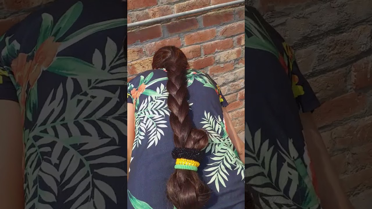 Beautifully braided indian thick so heavy braid shows the beauty of thick fold for long hair
