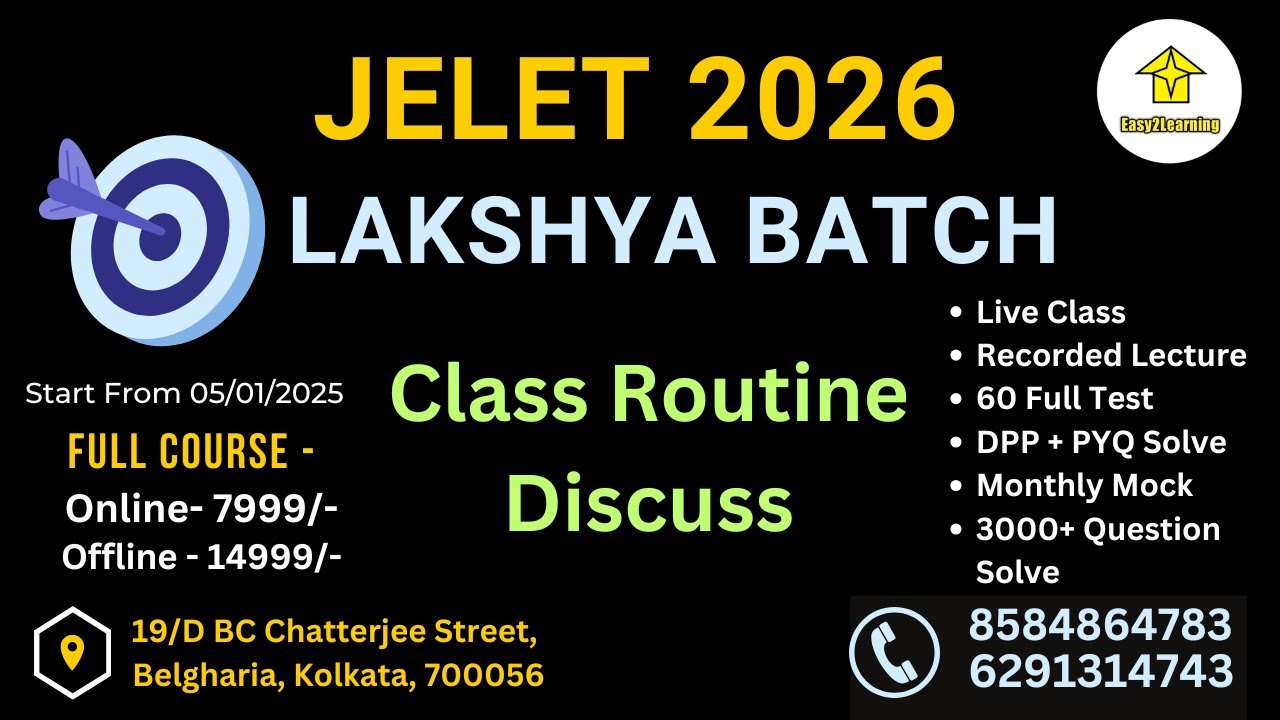 JELET 2026 LAKSHYA Batch Details Discussion | Online & Offline | By Easy2Learning