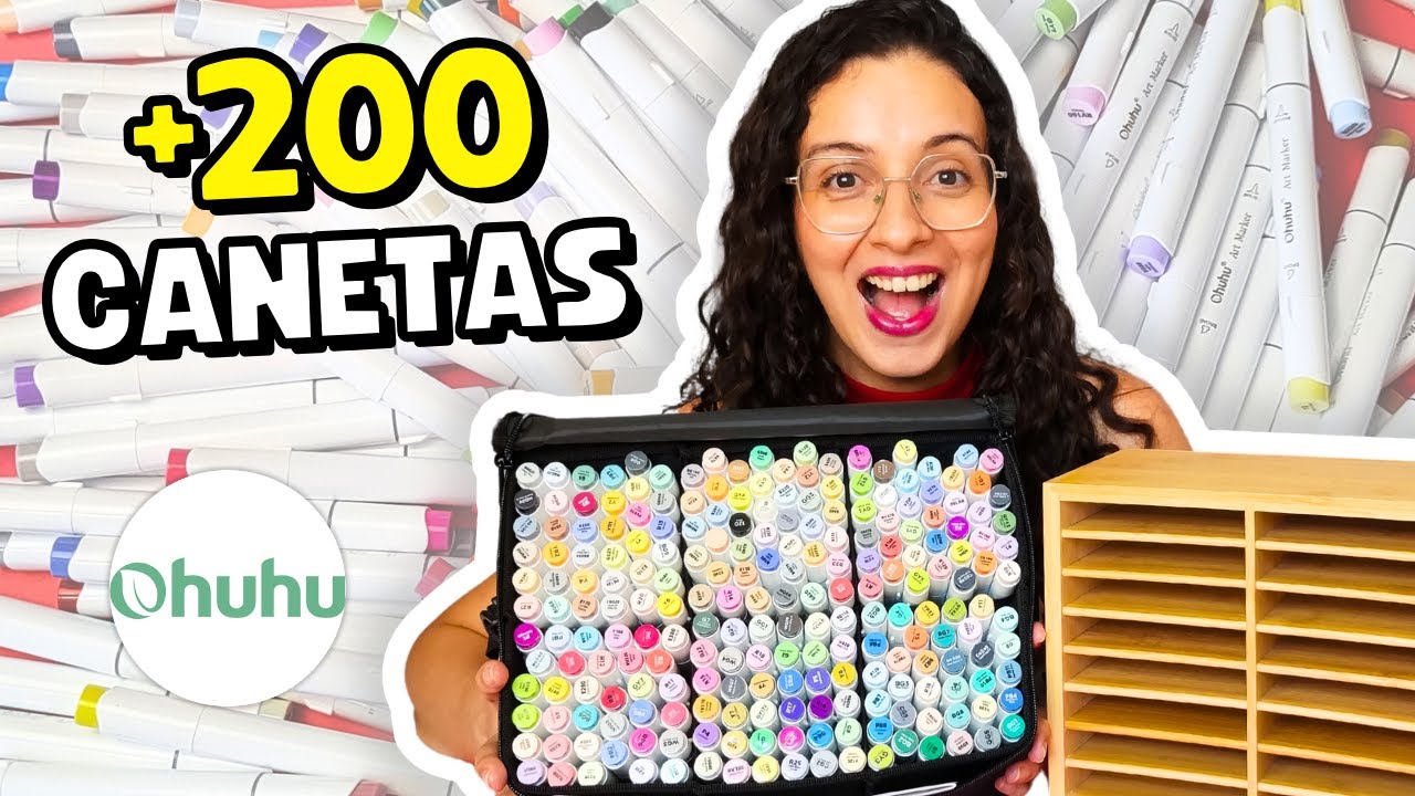 Recebi uma Maleta Gigante com 216 Marcadores + Organizador da Ohuhu !! 💚
