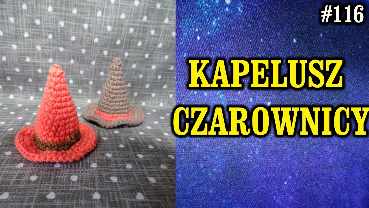 Kapelusz czarownicy na szydełku, Halloween, Crochet, tutorial DIY szybki poradnik krok po kroku #116