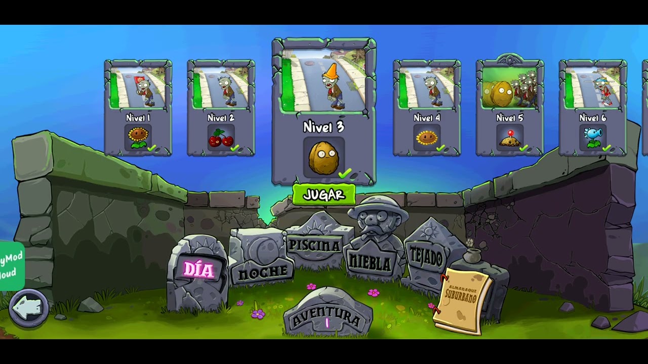 Plantas vs zombies 1 nivel 3 y 4