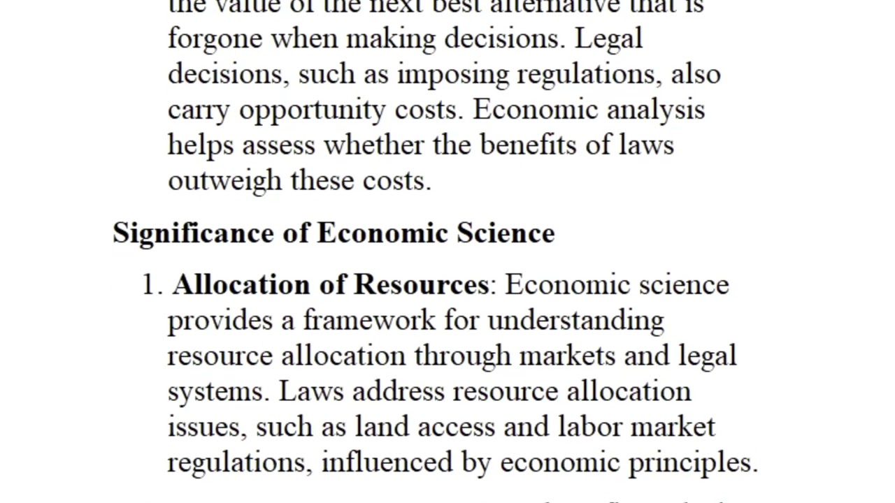 The Nature and Significance of Economic Science and Its Relevance to Law | Sem 1  Module 1