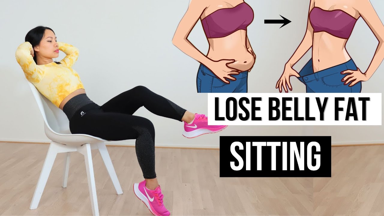 LOSE BELLY FAT SITTING workout, knee friendly workout on chair at home/ school/ work