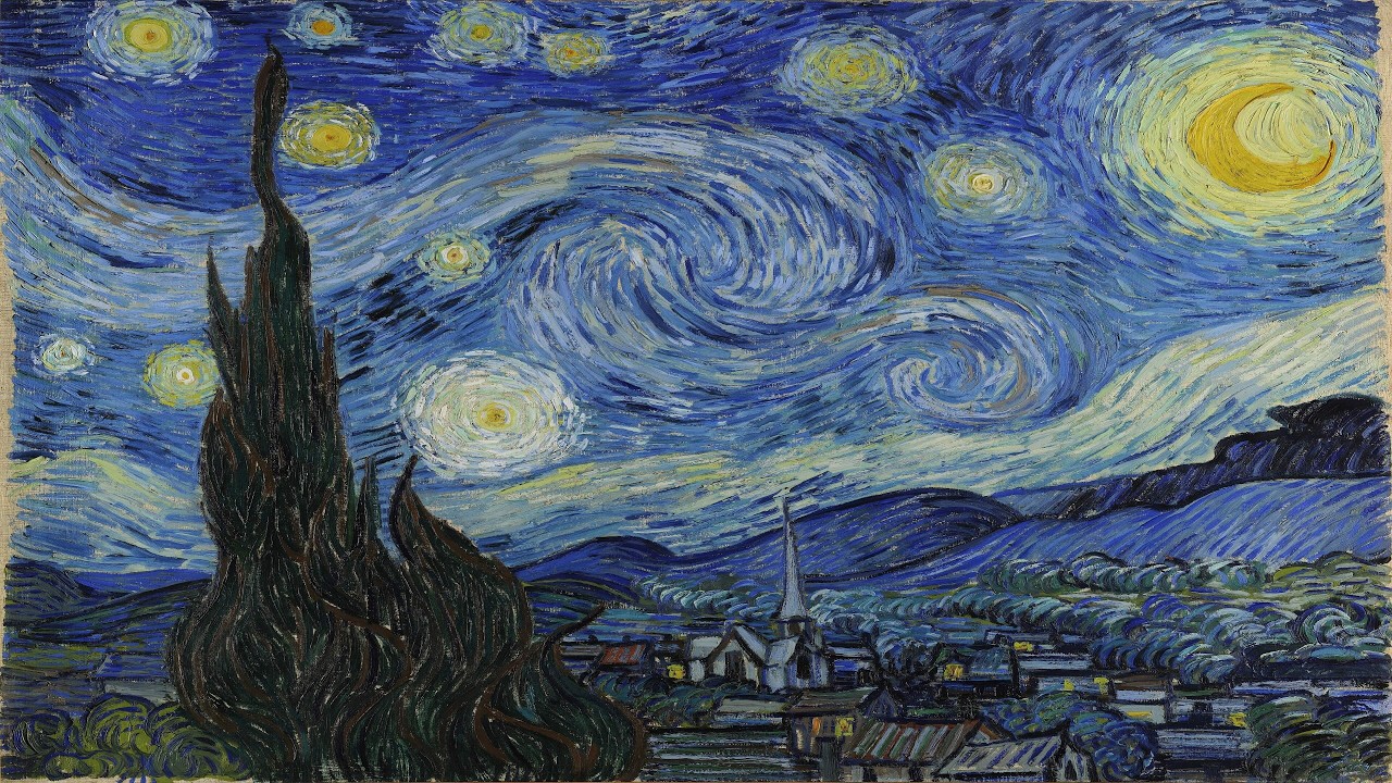 4K Vincent van Gogh Starry Night 🎹 Relaxing Piano for Work, Study & Focus | Night Sky Ambience 🌙 ✨