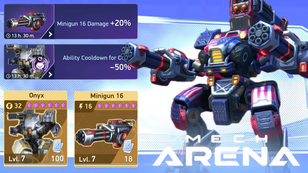 Supercharged Minigun 16 + Onyx! 🔥 Don&rsquo;t Miss These Temporary Power Boosts! 💥 Mech Arena