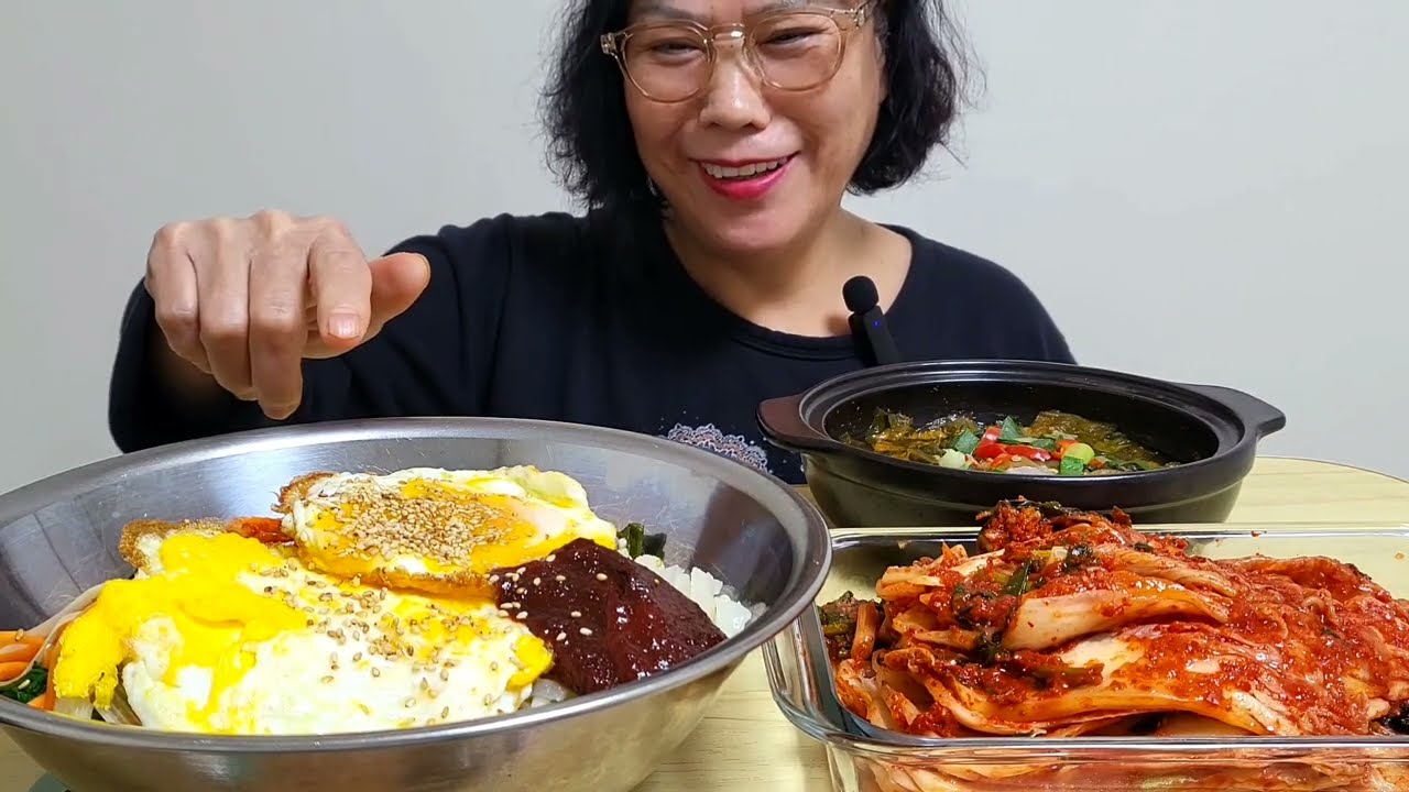 양푼이 비빔밥 다슬기 우거지된장국 김장김치 [집밥먹방]🌶🥬🥚