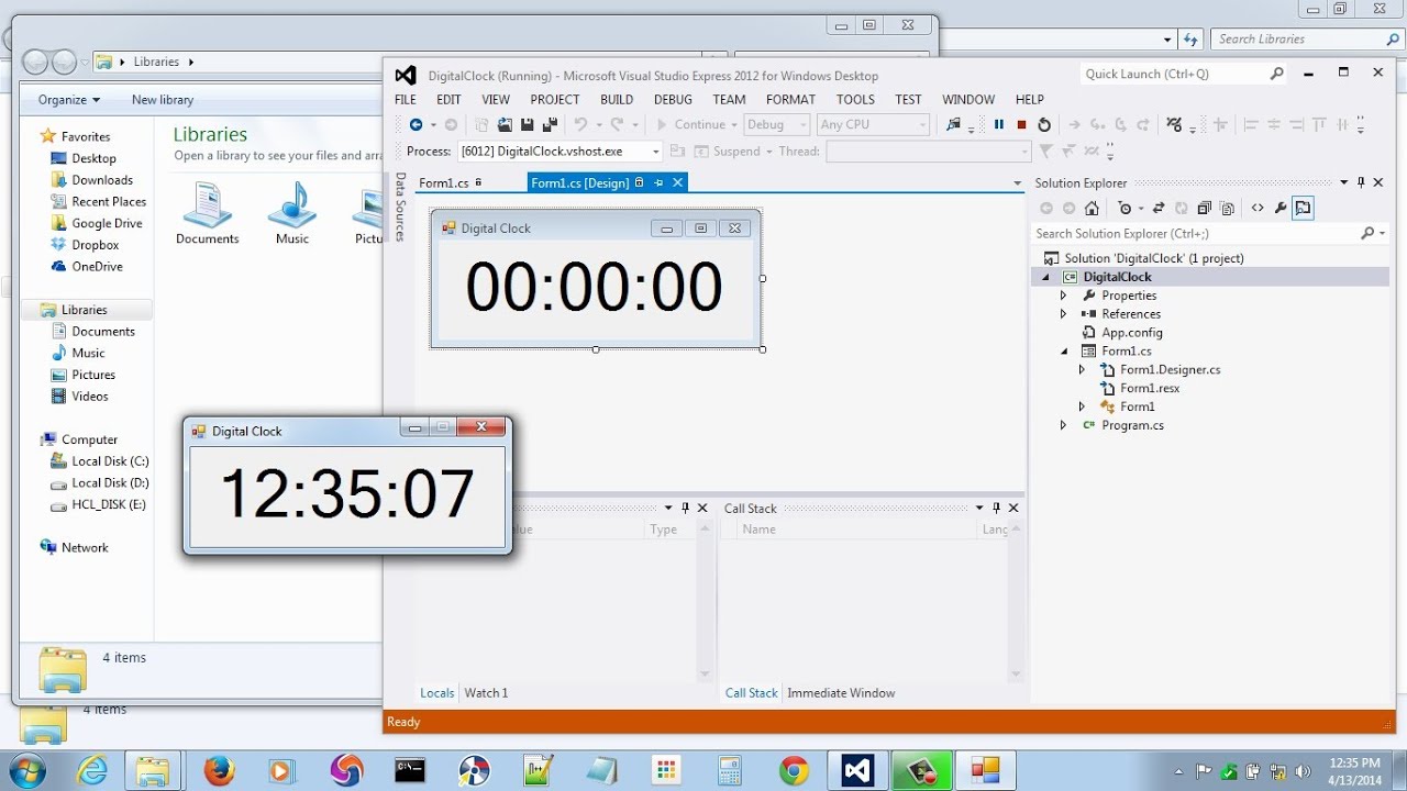 Visual Studio | Digital Clock in C#