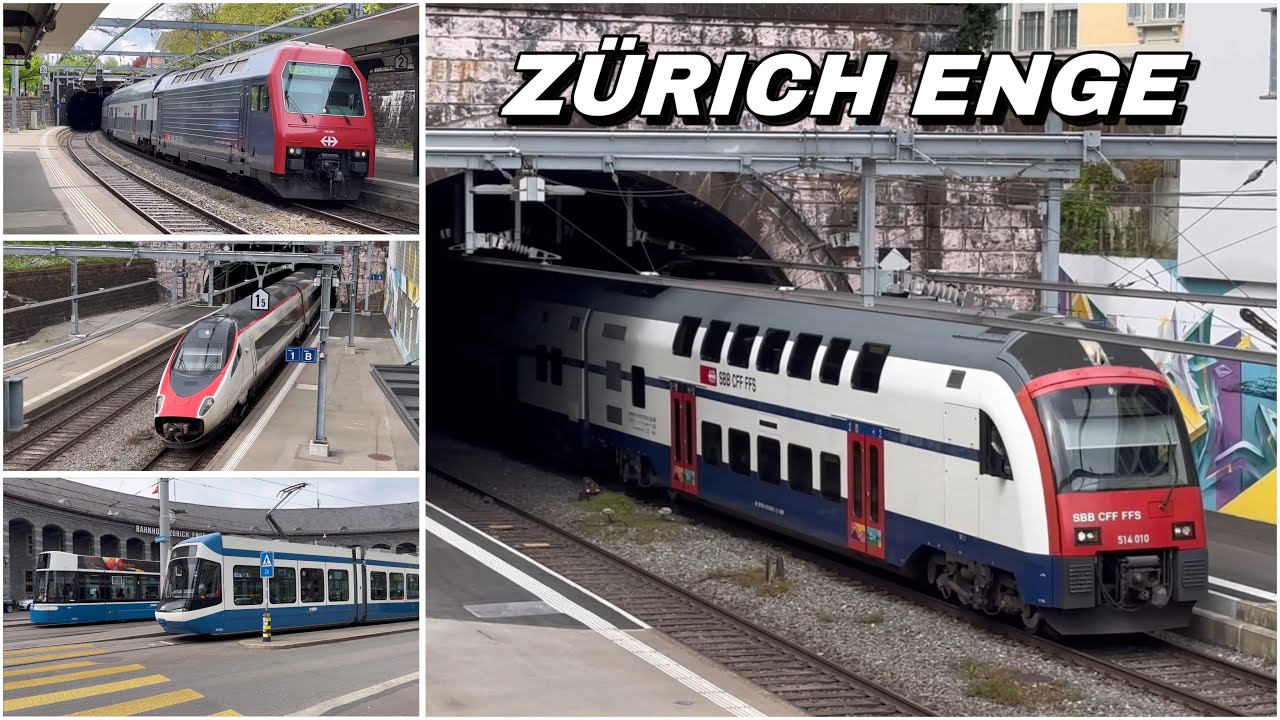 Züge beim Bahnhof Zürich Enge | Trains at Zurich Enge station (2024)
