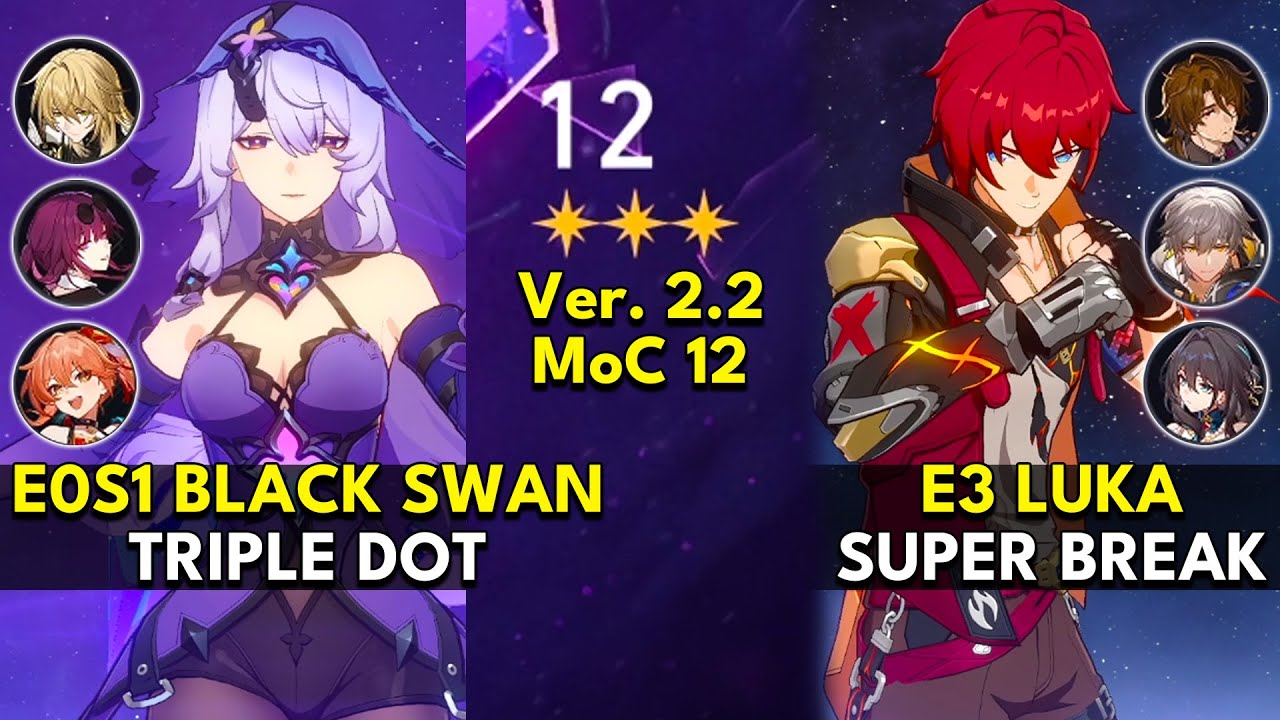 E0S1 Black Swan Triple DoT & E3 Luka Super Break | Memory of Chaos Floor 12 3 Stars | Honkai