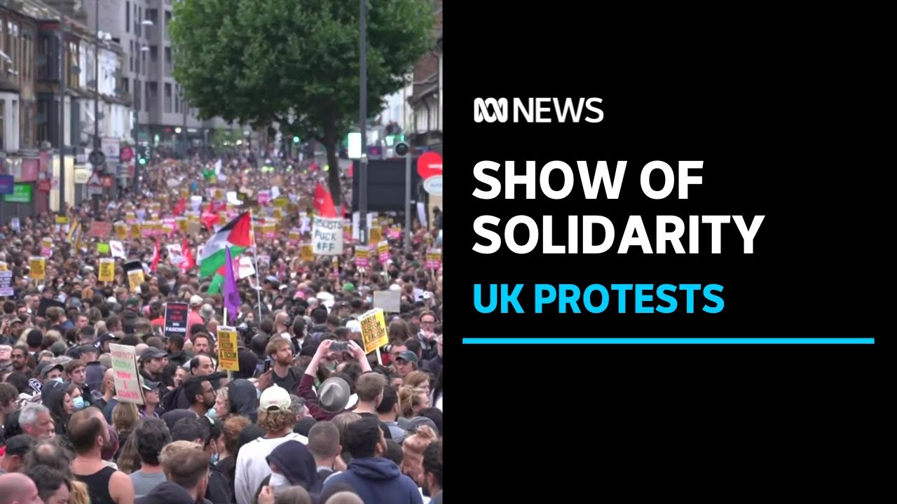 Thousands of counter-protesters outnumber far-right rioters in major UK cities | ABC News