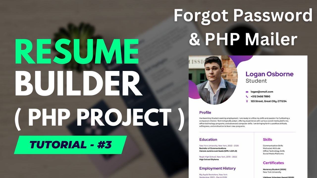 Forgot Password & PHP Mailer - Dynamic Resume Builder Web Application Project Part 3 | PHP Project
