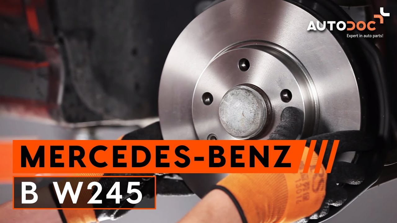 Cómo cambiar discos de freno, pastillas de freno delanteras en MERCEDES-BENZ B W245