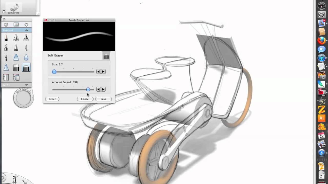 Sketching a 3wheeled runabout in Sketchbook Pro with DIY Cintiq Tablet