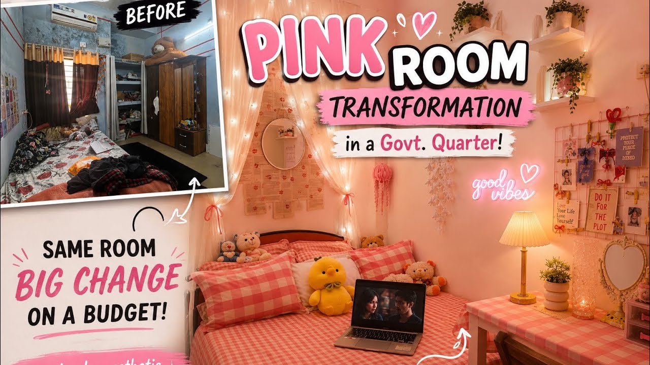 Room transformation ✨ Soft girl room 💕 government quarter 🌸