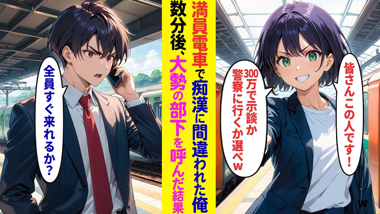 【漫画】満員電車の車内で痴漢に間違われた俺→大勢の部下を呼んだ結果…【ラブコメ】