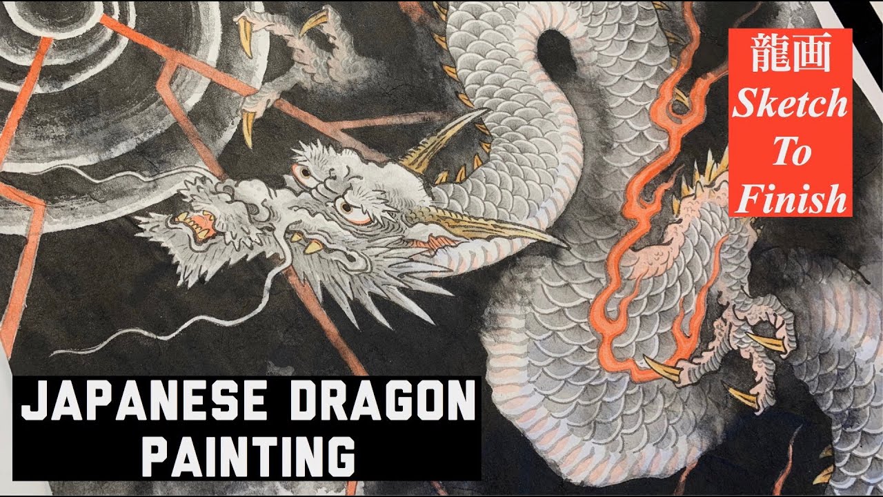 How I paint japanese dragon 龍画描いてみた