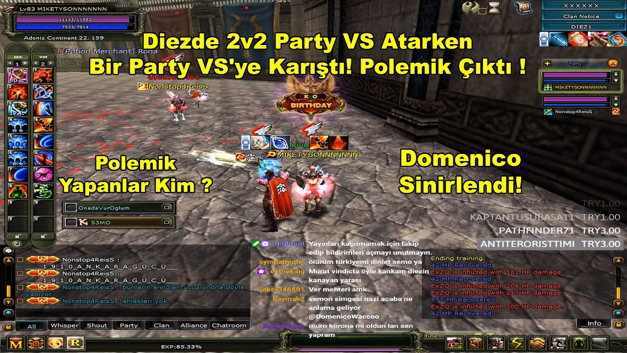 DomenicoWacco - Diezde 2v2 Party VS Atarken Bir Party VS'ye Karıştı! Polemik Çıktı ! | Knight Online