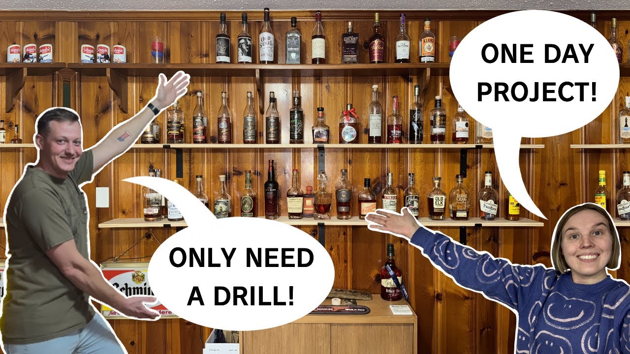 *NO POWER TOOL* WHISKEY DISPLAY | DIY BOURBON STORAGE | ONE DAY PROJECT | Audrey Gaynier