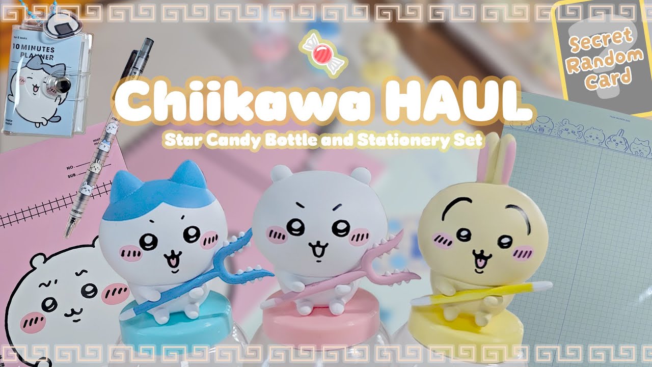 [ 🇰🇷 Chikkawa ] ちいかわ 金平糖ボトル ＆ motemote 文房具5点セット ⌇  韓国新グッズ購入品紹介🍬💛