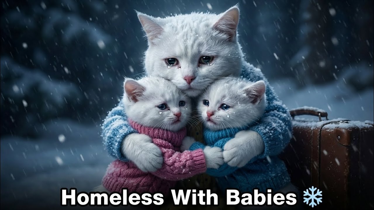 A Mother Cat Love in the Freezing Snow  Emotional Animal Story That Will Make You Cry 