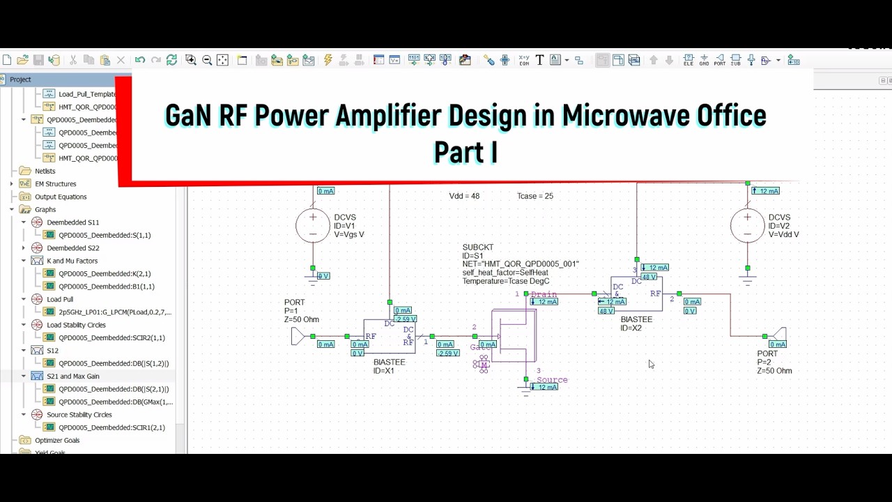 MovaMicrowave Designs GaN RF Power Amplifier in Microwave Office - Part I