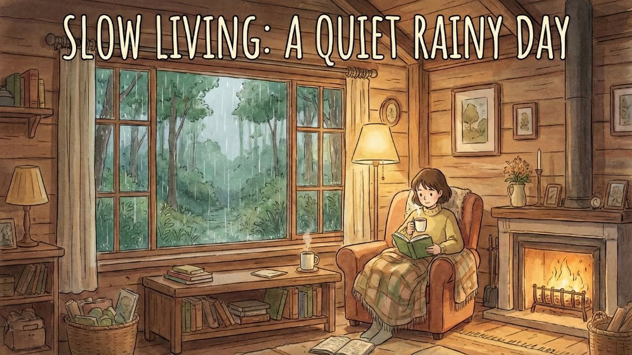 Slow Living: A Quiet Rainy Day in a Wooden Cabin | Ghibli-inspired Cozy Ambience