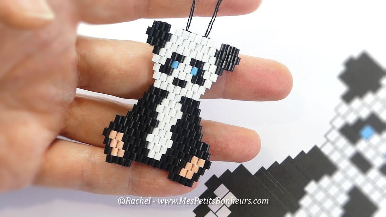 DIY - Pendentif Bébé PANDA en perles Hama Tissage Brick Stitch