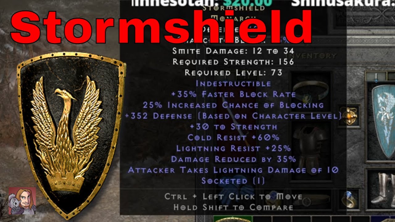 D2R Unique Items - Stormshield (Monarch)