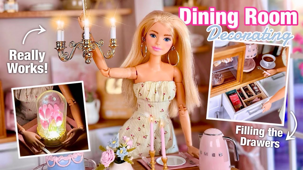 Decorating Emily's NEW Dining Room! Barbie Doll Room Upgrade
