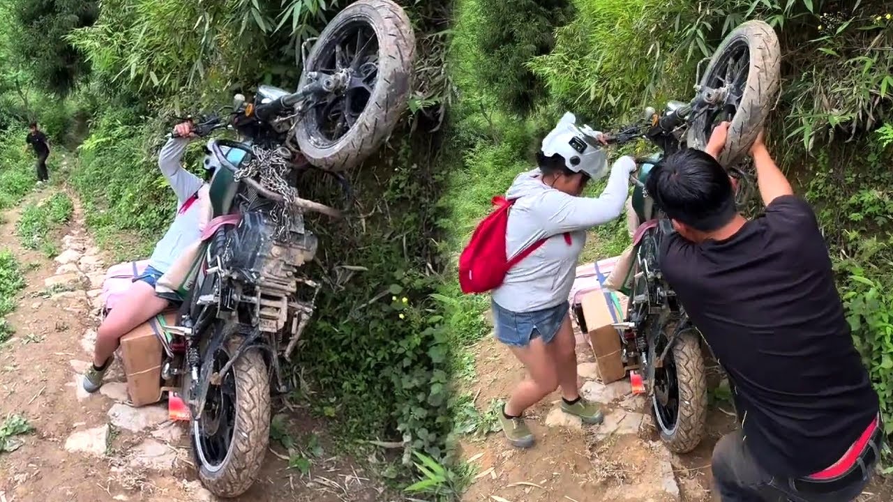 A Beautiful Woman Fell Off Her Bike On A Mountain Road, And A Kind Brother Came To Her Help!