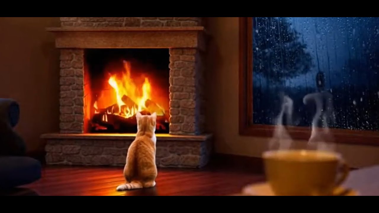 Cozy Fireplace with Crackling Fire 🔥 Relaxing Ambience for Sleep, Study & Stress Relief