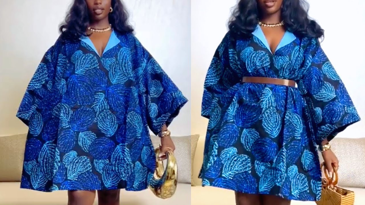 How to Cut and Sew Flare Bubu Dress With Lapel Neckline | CIRCLE BUBU DRESS WITH LAPEL NECKLINE