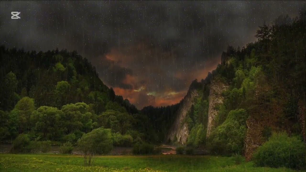 Heavy rain in a forest ASMR 