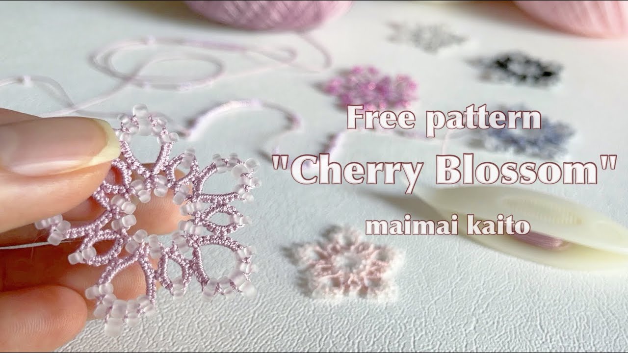 「チェリーブロッサム」タティングレース フリーパターン Tatting lace 