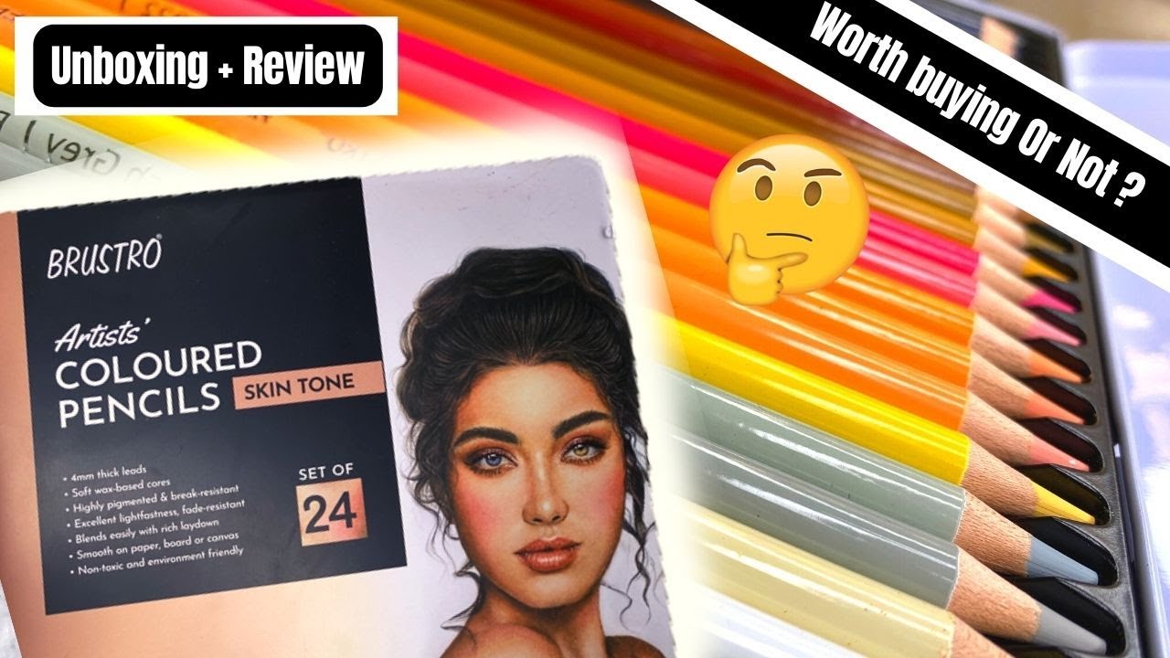 Brustro Skin Tone Colour Pencils Review 😲| Cheapest color pencils review | Unboxing + Review