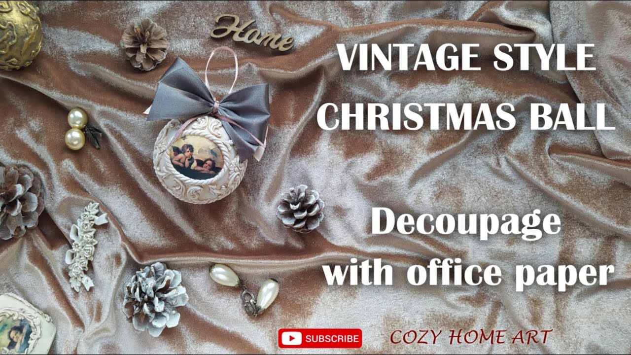 DIY Victorian style How to make BAS-RELIEF Air Dry Clay Christmas Ornament Декупаж винтажный стиль